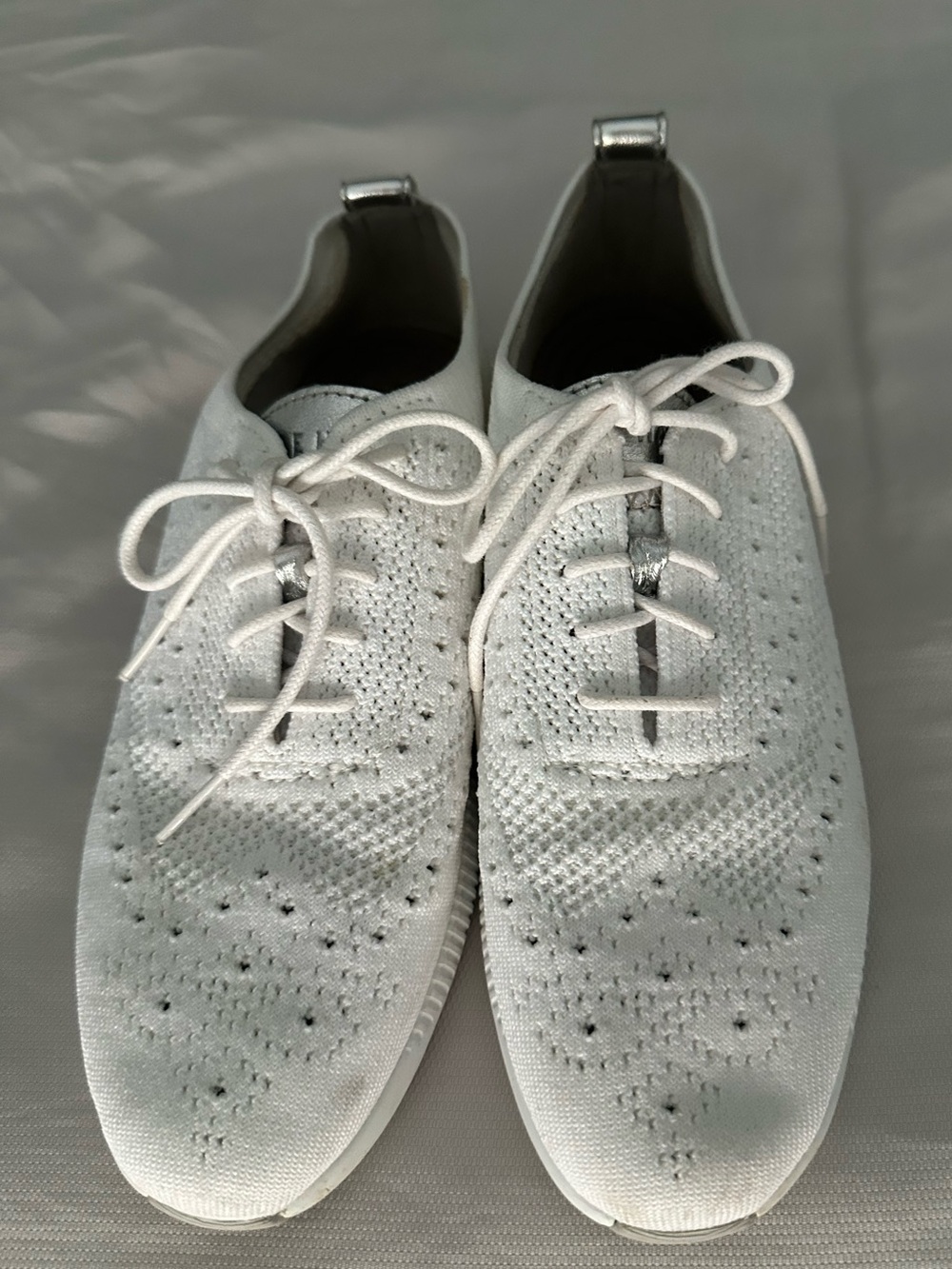 Cole Haan White Knit Women's ZERØGRAND Wingtip Oxfords